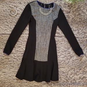 H&M Grey, Black & Royal Blue Long Sleeved Dress